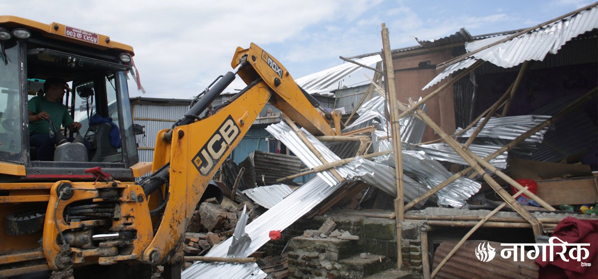 Kathmandu metropolis bulldozes squatter settlement in M...